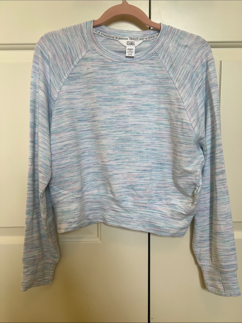 Athleta Heathered Pastel Crewneck Sweatshirt - Light Blue/Pink
